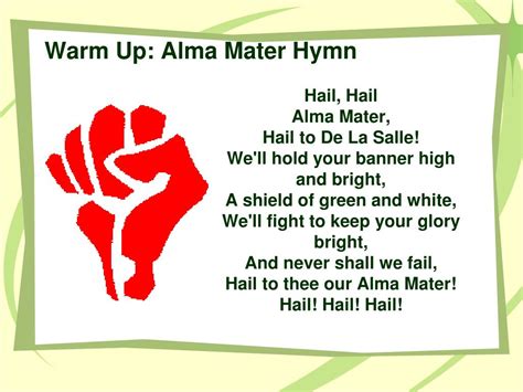 Alma Mater Hymn .